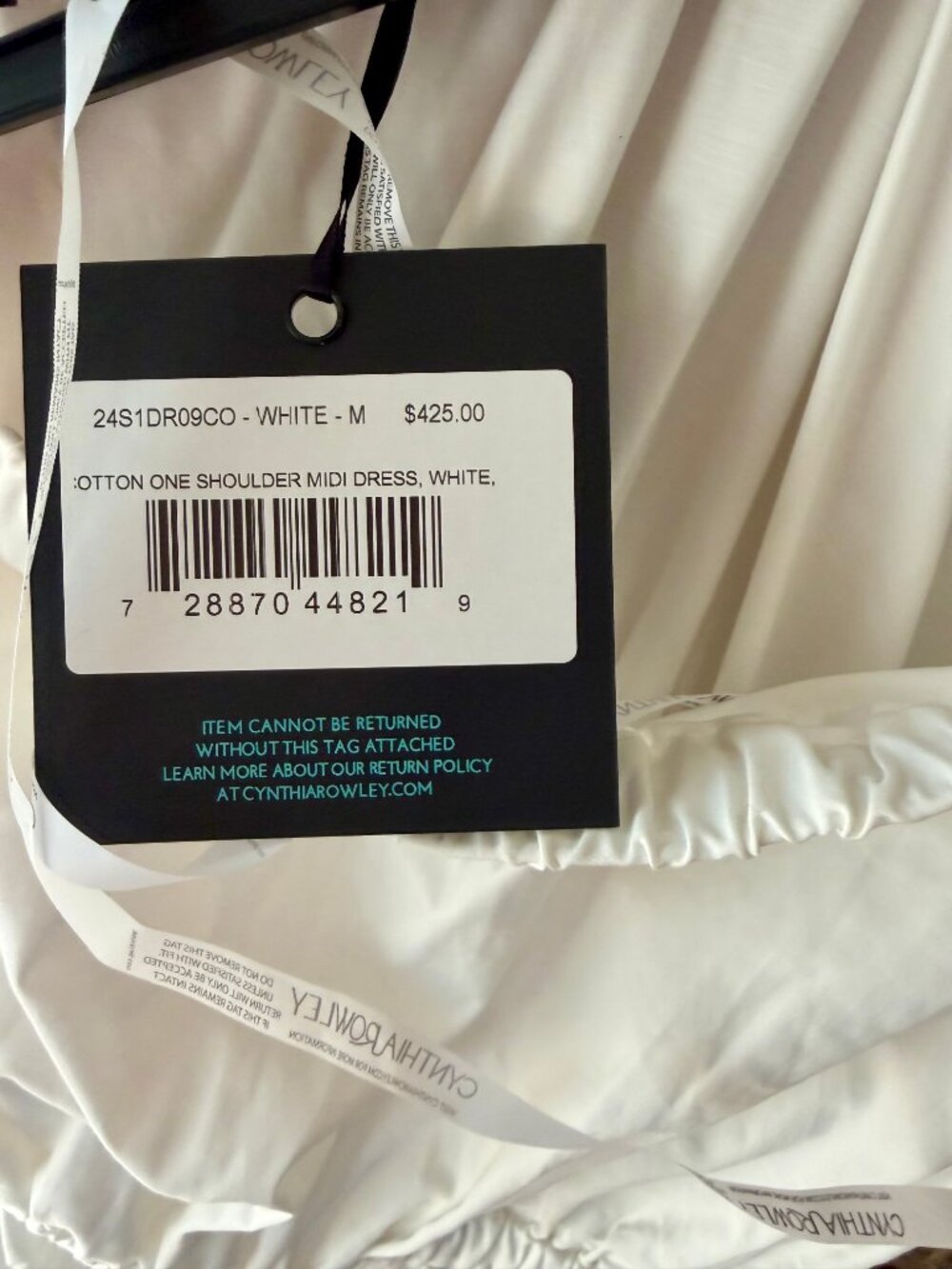 Cynthia Rowley One-Shoulder Stretch Cotton Midi Dress - White - Size M - Picture 4 of 6